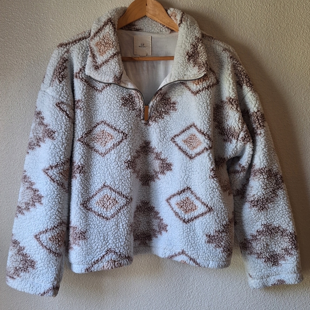 THREAD + SUPPLY Fluffy Pullover Sweater Cream Beige Multicolor Size M